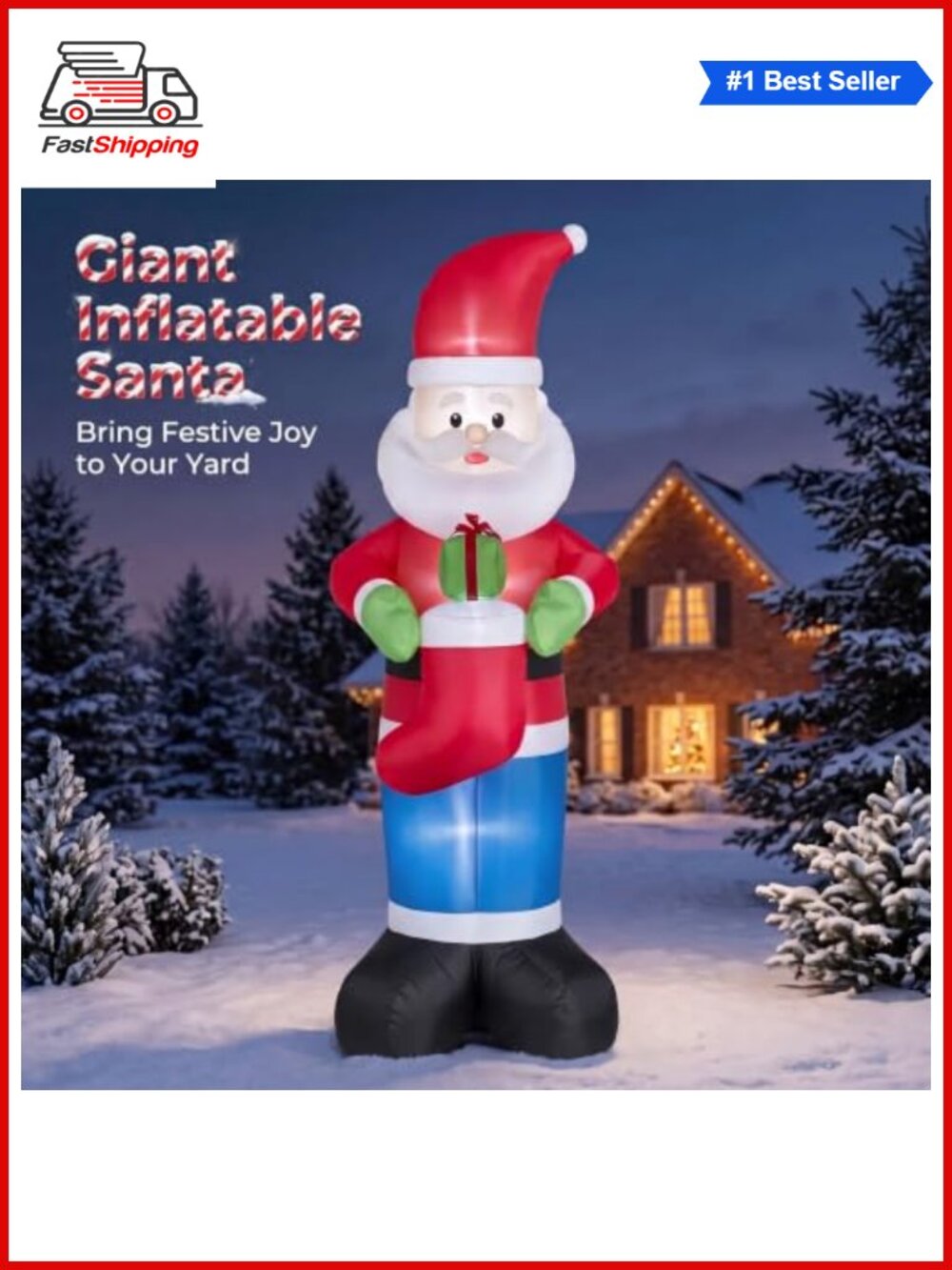 ๐
8FT Christmas Inflatable Santa Stocking LED Yard Decor - Picture 3 of 6